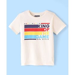 Pine Kids Cotton Half Sleeves T-Shirt Text Print - Snow White