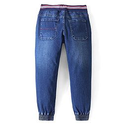Pine Kids Denim Woven Full Length Washed Jeans Text Print - Blue