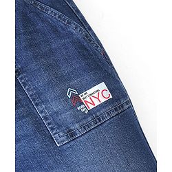 Pine Kids Denim Woven Full Length Washed Jeans Text Print - Blue