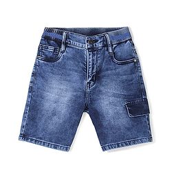 Pine Kids Knee Length Rib Elasticated Waist Denim Shorts - Blue