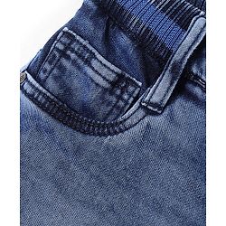 Pine Kids Knee Length Rib Elasticated Waist Denim Shorts - Blue