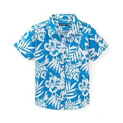 Pine Kids Cotton Half Sleeves Shirt Tropical Print - Blue