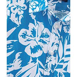Pine Kids Cotton Half Sleeves Shirt Tropical Print - Blue