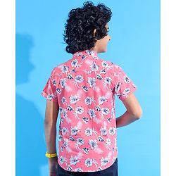 Pine Kids Cotton Half Sleeves Shirt Floral Print - Pink