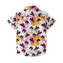 Pine Kids Cotton Woven Half Sleeves Shirt with Tree Print - Multicolour