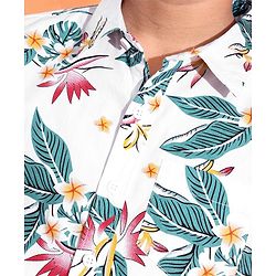 Pine Kids Cotton Woven Half Sleeves Shirt Floral Printed - White