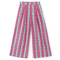 Pine Kids Viscose Sleeveless Kurti & Salwar Set with Dupatta Floral Print - Pink