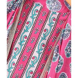 Pine Kids Viscose Sleeveless Kurti & Salwar Set with Dupatta Floral Print - Pink