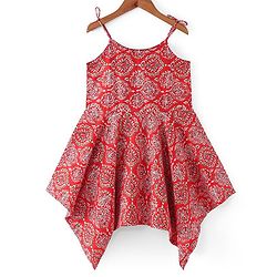 Pine Kids Sleeveless Kurti & Salwar With Dupatta Floral Print Set - Coral