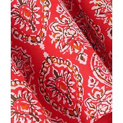 Pine Kids Sleeveless Kurti & Salwar With Dupatta Floral Print Set - Coral