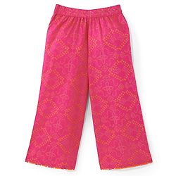 Pine Kids 100% Cotton Sleeveless Kurti & Salwar With Dupatta Set Ikat Print - Orange & Pink
