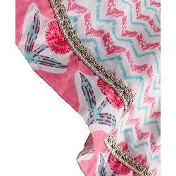 Pine Kids 100% Cotton Woven Sleeveles Kurti  Salwar with Floral Print & Dupatta-  Pink