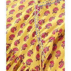 Pine Kids Cotton Woven Three Fourth  Sleeves Kurti & Salwar with Dupatta Floral Print - Yellow