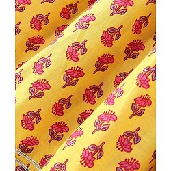 Pine Kids Cotton Woven Three Fourth  Sleeves Kurti & Salwar with Dupatta Floral Print - Yellow