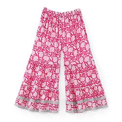 Pine Kids 100% Cotton Sleeveless Kurti & Salwar With Dupatta Set Floral Print - White & Pink