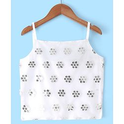 Pine Kids Sleeveless Embroidered Lehanga Choli - White