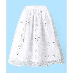 Pine Kids Sleeveless Embroidered Lehanga Choli - White