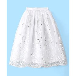 Pine Kids Sleeveless Embroidered Lehanga Choli - White