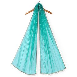 Pine Kids Woven Half Sleeves Floral Embroidered Kurti Churidar Set with Dupatta - Teal Green