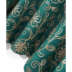 Pine Kids Woven Half Sleeves Floral Embroidered Kurti Churidar Set with Dupatta - Teal Green