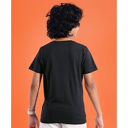 Pine Kids Cotton Knit Half Sleeves T-Shirt Text Print- Jet Black & Gibraltar Sea