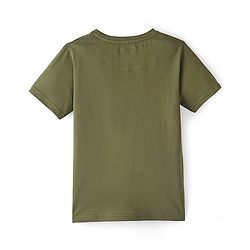Pine Kids Cotton Half Sleeves Cut & Sew Camouflage T-Shirt with Front Pocket - Capulet Olive