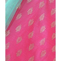 Pine Kids Woven Sleeveless Embroidered Kurti Foil Printed Palazzo & Sequenced Dupatta Set -Pink