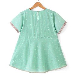 Pine Kids Half Sleeves Kurta & Sharara with Dupatta Foil Print & Embroidered - Mint