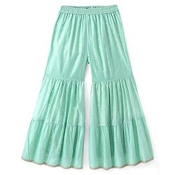 Pine Kids Half Sleeves Kurta & Sharara with Dupatta Foil Print & Embroidered - Mint
