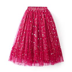 Pine Kids Woven Half Sleeves Choli Lahenga Set with Dupatta Floral Print - Pink