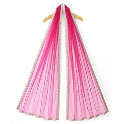 Pine Kids Woven Half Sleeves Choli Lahenga Set with Dupatta Floral Print - Pink