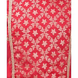 Pine Kids Woven Sleeveless Embroidered Choli Lehenga Set with Dupatta - Salsa