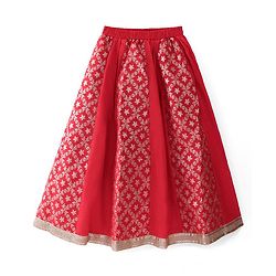 Pine Kids Woven Sleeveless Embroidered Choli Lehenga Set with Dupatta - Salsa