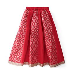 Pine Kids Woven Sleeveless Embroidered Choli Lehenga Set with Dupatta - Salsa