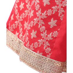 Pine Kids Woven Sleeveless Embroidered Choli Lehenga Set with Dupatta - Salsa