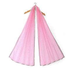 Pine Kids Woven Sleeveless Choli Lahenga & Dupatata With Mirror & Sequin Design - Green & Pink