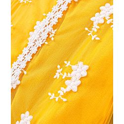 Pine Kids Three Fourth Sleeves Kurti & Churidar Set with Dupatta Floral Embroidery - Yellow