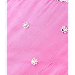 Pine Kids Sleeveless Kurti & Salwar With Dupatta Set with Floral Embroidery- Hot Pink