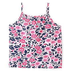 Pine Kids Cotton Spandex Knit Sleeveless Solid & Floral Print  Slips with Bow Applique Pack of 3 - Blue White & Pink