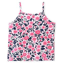 Pine Kids Cotton Spandex Knit Sleeveless Solid & Floral Print  Slips with Bow Applique Pack of 3 - Blue White & Pink