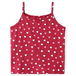Pine Kids Cotton Spandex Sleeveless Slips Heart Print Pack of 3 - Pink & Maroon