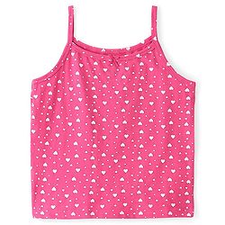 Pine Kids Cotton Spandex Sleeveless Slips Heart Print Pack of 3 - Pink & Maroon