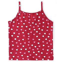 Pine Kids Cotton Spandex Sleeveless Slips Heart Print Pack of 3 - Pink & Maroon