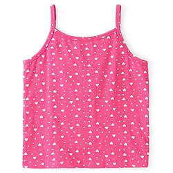 Pine Kids Cotton Spandex Sleeveless Slips Heart Print Pack of 3 - Pink & Maroon