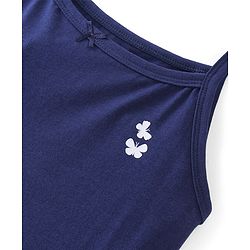 Pine Kids Cotton Lycra Knit Sleeveless  Slips POlka Dotted & Butterfly Print with Bow Applique Pack of 3 - Blue Red & White