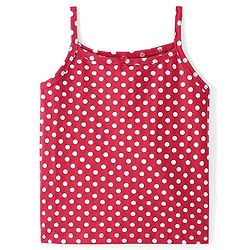 Pine Kids Cotton Lycra Knit Sleeveless  Slips POlka Dotted & Butterfly Print with Bow Applique Pack of 3 - Blue Red & White