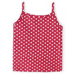 Pine Kids Cotton Lycra Knit Sleeveless  Slips POlka Dotted & Butterfly Print with Bow Applique Pack of 3 - Blue Red & White