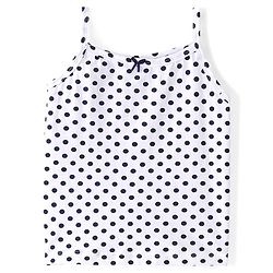 Pine Kids Cotton Lycra Knit Sleeveless  Slips POlka Dotted & Butterfly Print with Bow Applique Pack of 3 - Blue Red & White