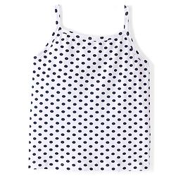 Pine Kids Cotton Lycra Knit Sleeveless  Slips POlka Dotted & Butterfly Print with Bow Applique Pack of 3 - Blue Red & White