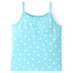 Pine Kids Cotton Lycra Sleeveless Heart Printed Inner Slips Pack of 3 - Pink Turquoise & Green